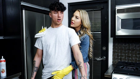 Harper Hill hops on stepson's cock and rides it with relish