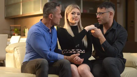 Anal-loving blondie Georgia Koneva gets roughly fucked in the living room