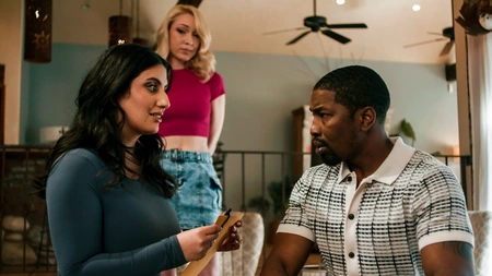 Horny sluts Sarah Arabic and Lily LaBeau share big black cock