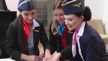 Moona Snake, Rebecca Volpetti, and Jenny Doll get fucked by tattooed stud