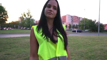 Busty brunette Jennifer Mendez earns an extra dollar with her tight pussy