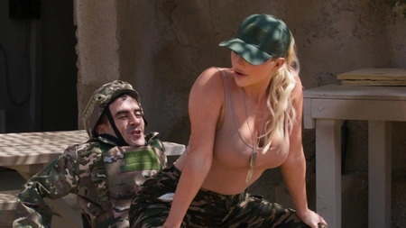 Kayley Gunner pleasures cocky Spanish soldier outdoors