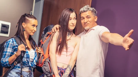 Horny sluts Mina Moreno and Tabitha Poison get fucked in the hostel