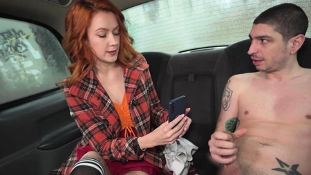 Young female taxi driver Cherry Candle seduced her client