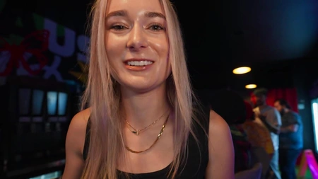 Skinny blonde chick Thea Summers gets fucked in a sport bar